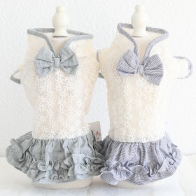 Petstyle spring and summer new full embroidered daisy retro skirt Republic of China dress dog clothes cat