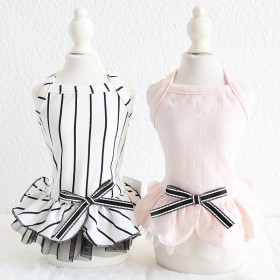 Petstyle spring and summer new baseball style vertical stripe skirt simple dress dog clothes cat clothes