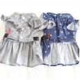 Petstyle spring and summer new star belt skirt small flying sleeve dress dog clothes cat skirt