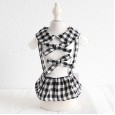Petstyle spring and summer new doll collar double belt plaid skirt simple dress dog clothes cat