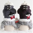 Petstyle autumn and winter new thick wool hooded four-legged teddy pet dog with hooded clothes