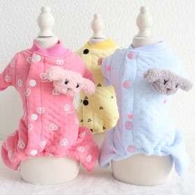 Petstyle autumn and winter new cute dog warm cotton pajamas pet clothes dog clothing