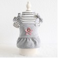 Petstyle autumn and winter new striped shoulder strap bow strap skirt pet clothes dog clothing