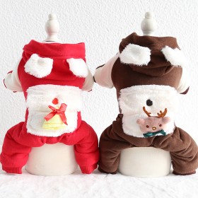 Petstyle autumn and winter new Christmas elk hooded four-legged clothes pet clothes dog clothing
