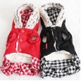 Petstyle Autumn and Winter New Dalian Hat Plaid Skirt Pet Clothes Dog Clothing