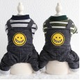 Petstyle Autumn and Winter New Bad Smile Striped Four-Piece Pet Clothes Dog Clothing