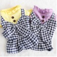 Petstyle autumn and winter new candy wooden buckle plaid skirt pet clothes dog clothing
