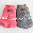 Petstyle autumn and winter new retro leather label double pocket vest pet clothes dog clothing