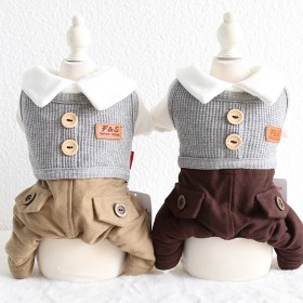 Petstyle autumn and winter new waffle fake two-piece four-legged clothes pet clothes dog clothing