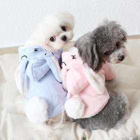 petstyle winter sweet sleeping rabbit fur ball fleece pet clothes dog warm two-layer clothes funny transformation
