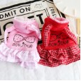 petstyle autumn and winter plaid rabbit bow sweater fleece dog plus velvet two-padded coat cat turned funny