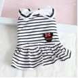 petstyle autumn and winter big bow striped skirt pet dog cotton skirt plus velvet bib cat owner