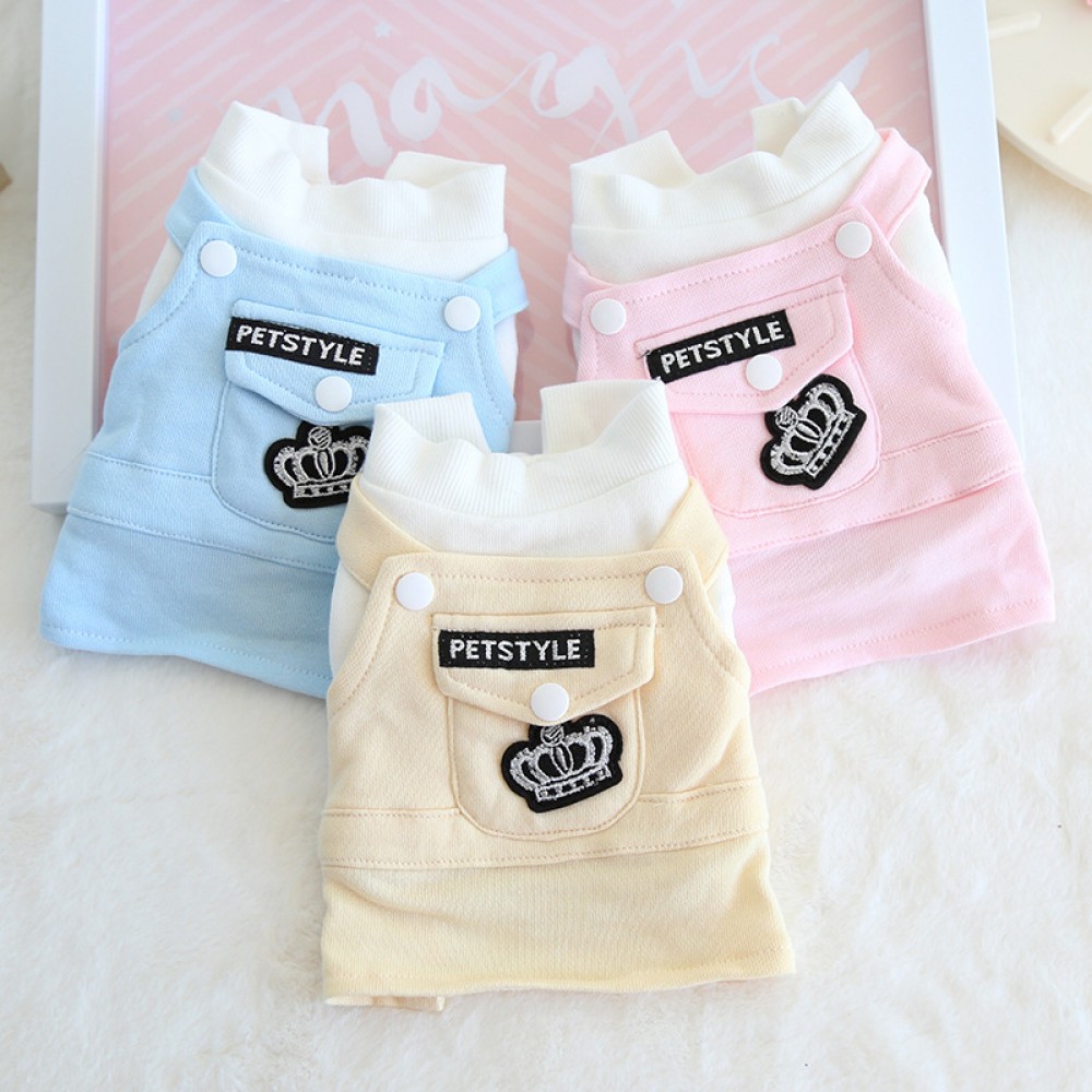 Petstyle autumn and winter crown student skirt pet Korean college style dog bib cat cat cotton coat