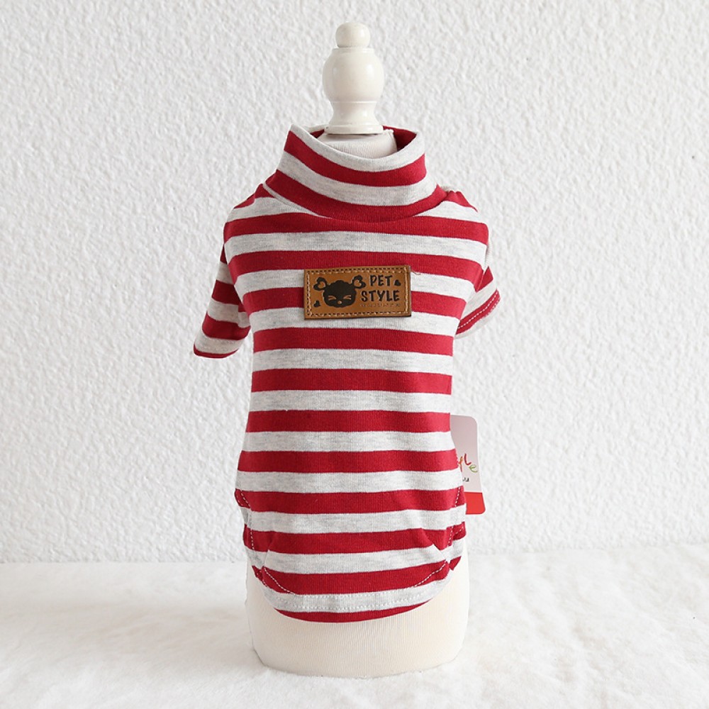Petstyle autumn and winter new seven-color wide stripe bottoming shirt pet casual clothes puppy dog cat