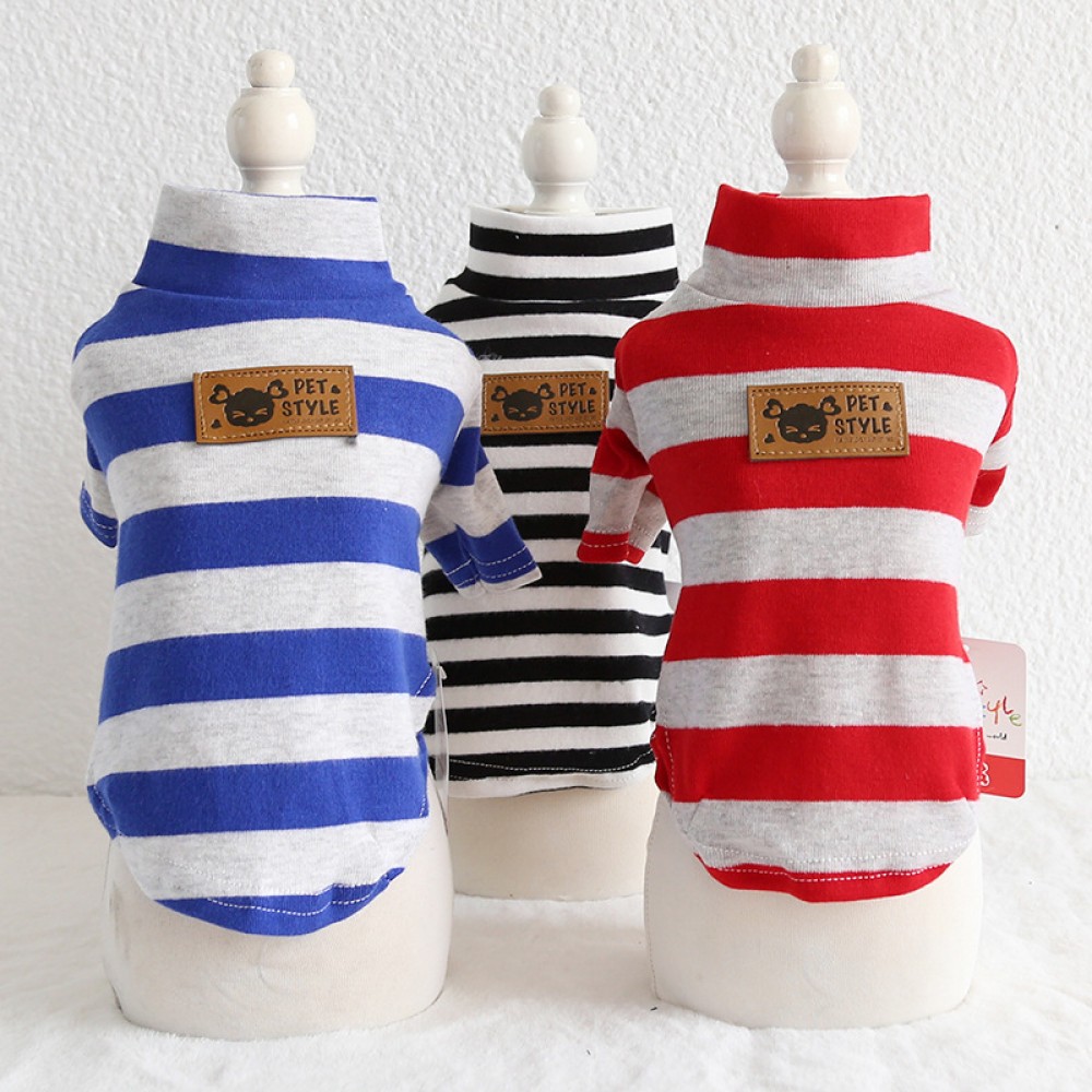 Petstyle autumn and winter new seven-color wide stripe bottoming shirt pet casual clothes puppy dog cat