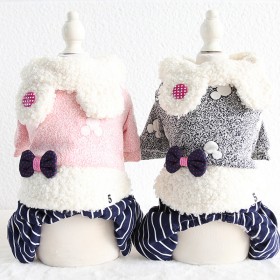 Limited bright autumn and winter new rabbit striped four-legged clothes pet clothes dog clothing