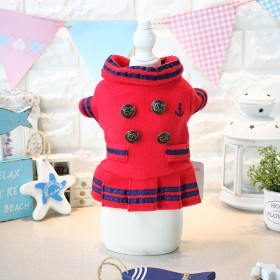 Petstyle autumn new anchor button pleated skirt Teddy pet dog autumn and winter clothes