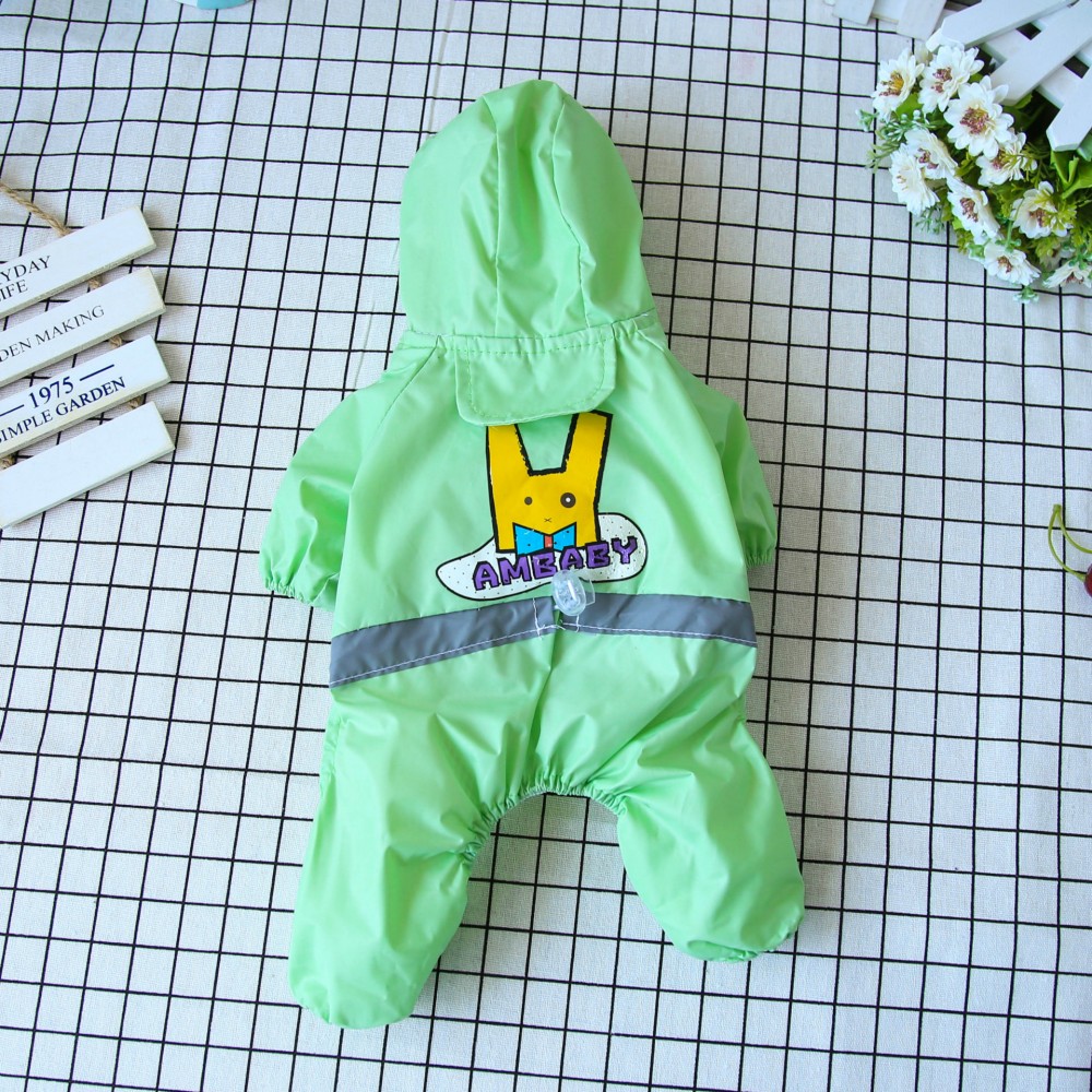 QC AM hot flower luminous small and medium dog raincoat pet dog clothes four-legged waterproof raincoat