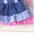 Petstyle Autumn New Print Striped Cartoon Denim Skirt Pet Dog Dress Autumn