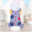 Autumn and winter new Petstyle thick stripe four-leg bib pants Teddy pet dog clothes