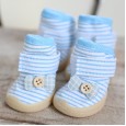 Petstyle striped button bow shoes breathable section beef tendon sole non-slip wear-resistant pet dog shoes