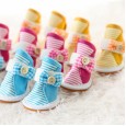 Pet spring and summer dog shoes small wooden buckle striped shoes teddy bear Xiong Bomei Shi Shi pet shoes dog shoes