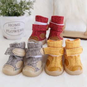 Petstyle spring and autumn style beef tendon cotton and linen breathable shoes non-slip wear-resistant shoes pet shoes beef tendon bottom dog shoes