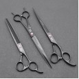 8.0 inch Jipai paint black 3 pet grooming scissors fish tooth bone straight shear teeth scissors pet grooming set