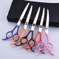 Pet grooming trimming scissors set straight cut warp shear bending tooth cutting pet shear set