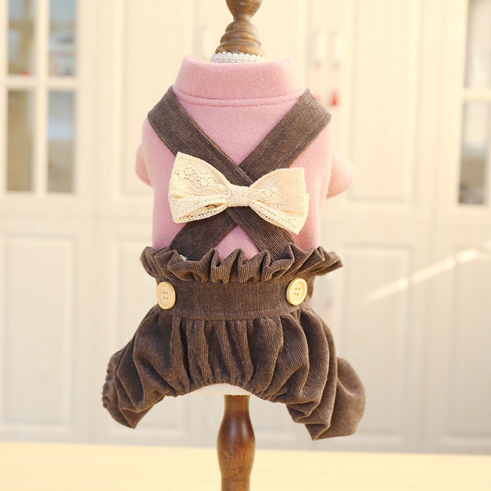 Pet clothes autumn and winter new teddy bear bear puppies cat little fairy bloomers bow cute suspenders