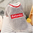 Pet dogs and cats autumn and winter new teddy bear clothes English stickers lamb cashmere round neck shirt two-legged clothing