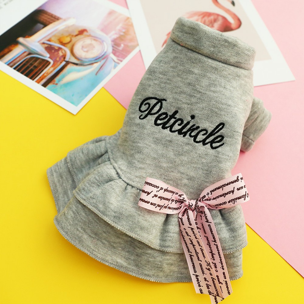 Dog clothes puppies costumes Bomei Teddy pet cat costumes autumn and winter plus velvet thick princess bow skirt