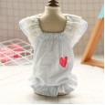 Teddy dog clothes lace doll shirt blue and white love pet dog fashion comfortable than Xiong Bomei puppies clothes
