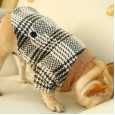 Fat bucket fat dog costume costume black and white houndstooth woolen coat corgi bully myna pet warm clothes