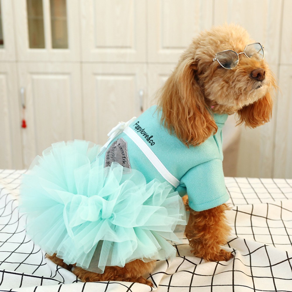 Puppy Teddy Schnauzer Bomei Clothes Wool Lady Temperament Gown Skirt Princess Dress Pet Cat Costume