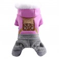 Pet dogs and cats autumn and winter new teddy bear warm tide brand bags woolen four-leg pants pink coat clothes