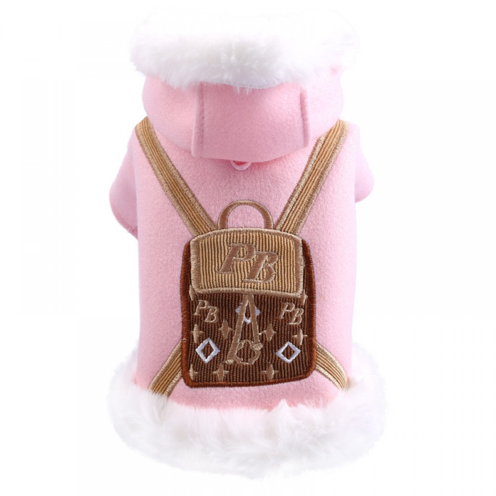 Pet dogs and cats autumn and winter new teddy bear warm tide brand bags woolen four-leg pants pink coat clothes