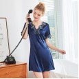 Yao Ting explosion models silk ladies pajamas summer sexy short-sleeved nightdress female summer SQ1021