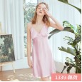 Yaoting silk pajamas ladies summer lace sexy suspenders nightdress red wedding home service DQ1339