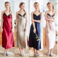 Yaoting explosion silk pajamas ladies summer long sexy suspenders nightdress home service CQ11