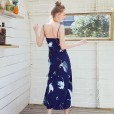 Yao Ting explosion models silk sexy pajamas ladies summer long section simple suspenders night skirt home service CQ1089