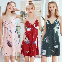 Yao Ting explosive silk sexy pajamas ladies summer lace sexy suspenders night skirt home service DQ1138