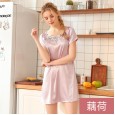 Yaoting explosion silk ladies nightgown summer sexy short-sleeved nightdress female summer SQ1023