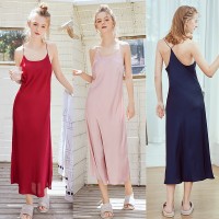 Yao Ting explosion models silk sexy pajamas ladies summer long paragraph simple suspenders night skirt home service 19411