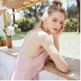 Yao Ting explosion models silk sexy pajamas ladies summer long paragraph simple suspenders night skirt home service 19411