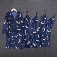Version of silk sexy pajamas female four-piece summer suspenders shorts outer robe home service 1275