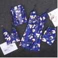 Version of silk sexy pajamas female four-piece summer suspenders shorts outer robe home service 1275