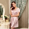 Yaoting silk pajamas ladies summer V-neck short-sleeved nightdress loose and comfortable home service