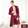 Silk pajamas men's spring and summer single shorts pajamas home service DK1342