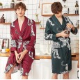 Yao Ting long-sleeved silk nightgown male spring and summer bathrobe silk men's long pajamas nightgown home service WP1077